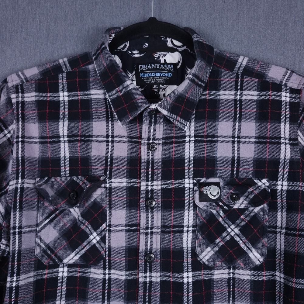 Middle of Beyond Phantasm Flannel Shirt Mens XXL Plaid Cotton Long Sleeve Button